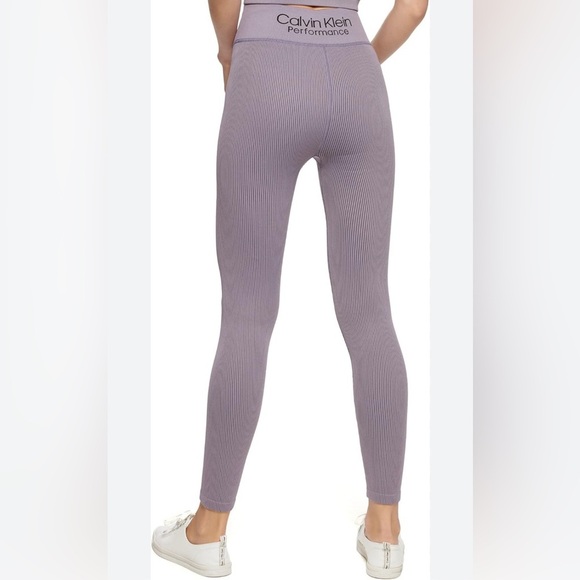 CALVIN KLEIN PERFORMANCE Active Ribbed 7/8 Length Leggings Lilac XL seamless - Picture 1 of 8